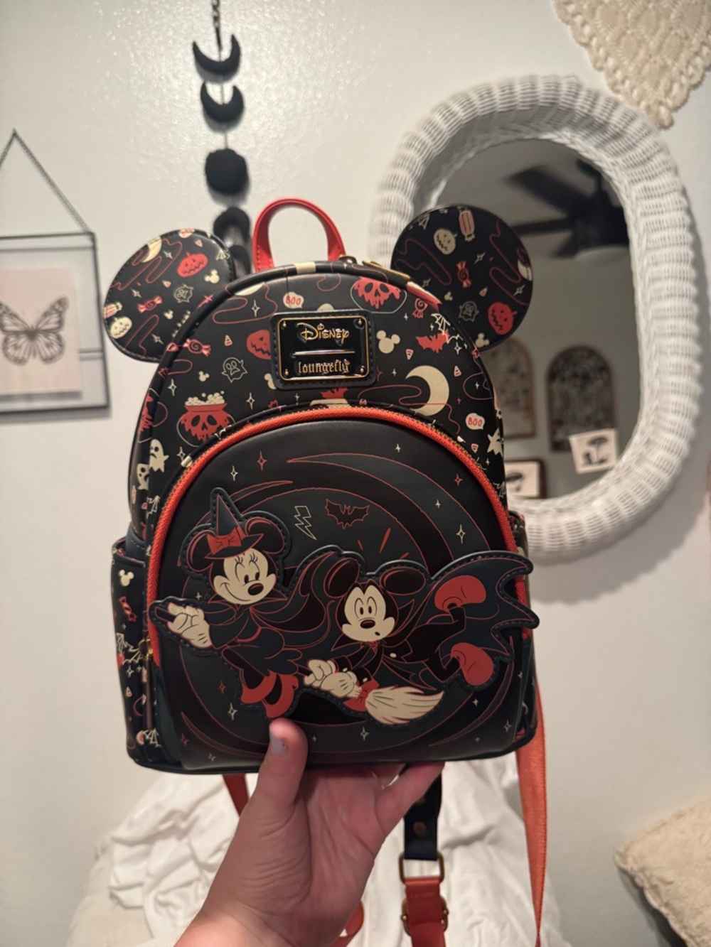 Loungefly Black & Orange Disney Halloween Minnie & Mickey Mini Backpack